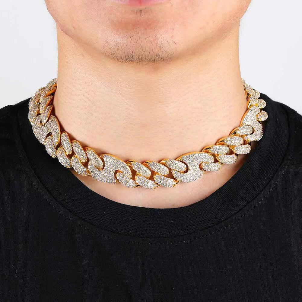 21" Necklace Moissanite Chain Cuban Tennis Chain Link Iced Out