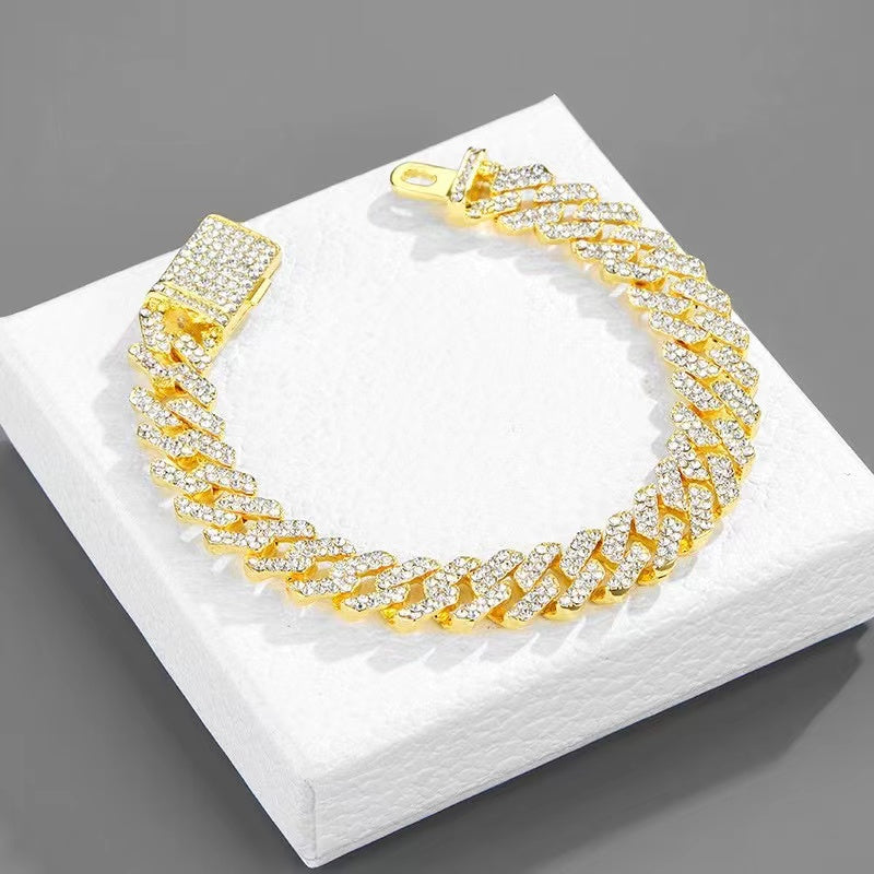 18" Necklace Moissanite Chain Cuban Tennis Chain Link Iced Out