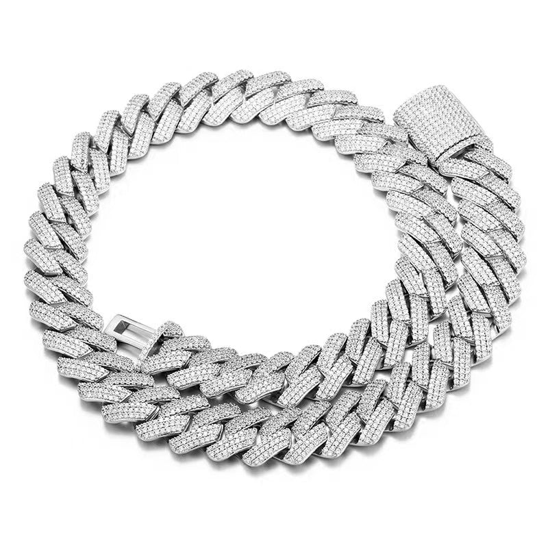20" Silver VVS Moissanite Cuban Link Chain Necklace