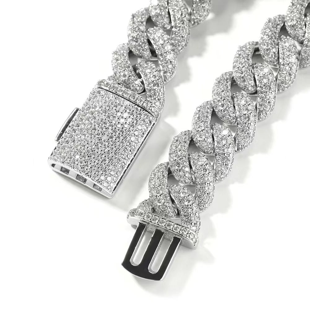 20" Silver VVS Moissanite Cuban Link Chain Necklace
