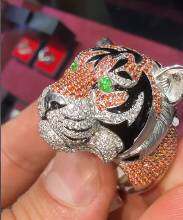 9" Custom Lion Ring VVS Moissanite
