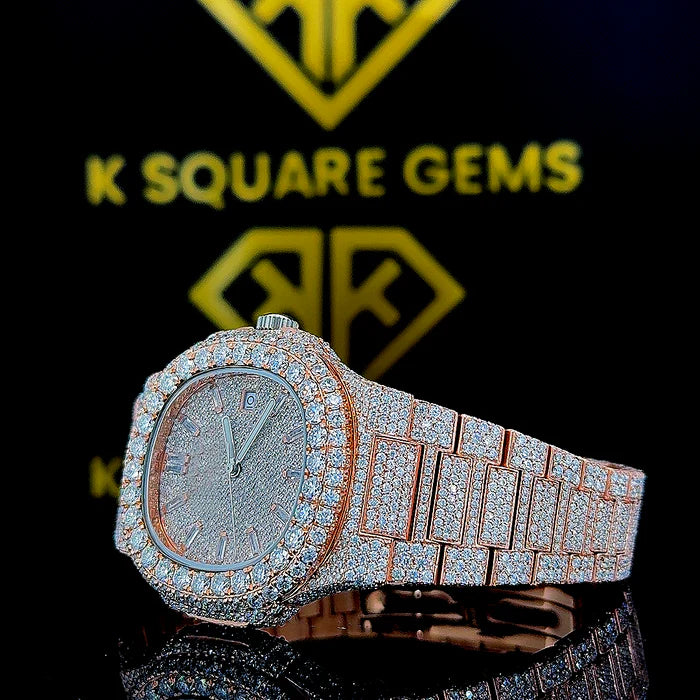 MOISSANITE ICED OUT WATCH SWISS MOVEMENT AUTOMATIC WATCH FOR MAN