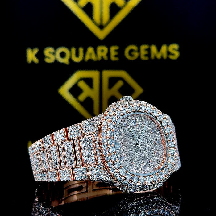 MOISSANITE ICED OUT WATCH SWISS MOVEMENT AUTOMATIC WATCH FOR MAN
