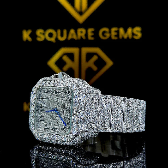 MOISSANITE ICED OUT WATCH SWISS MOVEMENT AUTOMATIC WATCH FOR MAN
