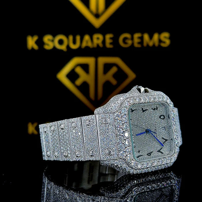 MOISSANITE ICED OUT WATCH SWISS MOVEMENT AUTOMATIC WATCH FOR MAN