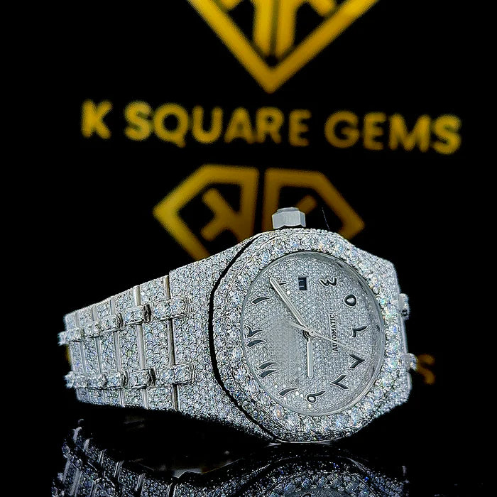 MOISSANITE ICED OUT WATCH SWISS MOVEMENT AUTOMATIC WATCH FOR MAN