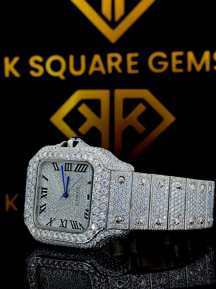 MOISSANITE ICED OUT WATCH SWISS MOVEMENT AUTOMATIC WATCH FOR MAN