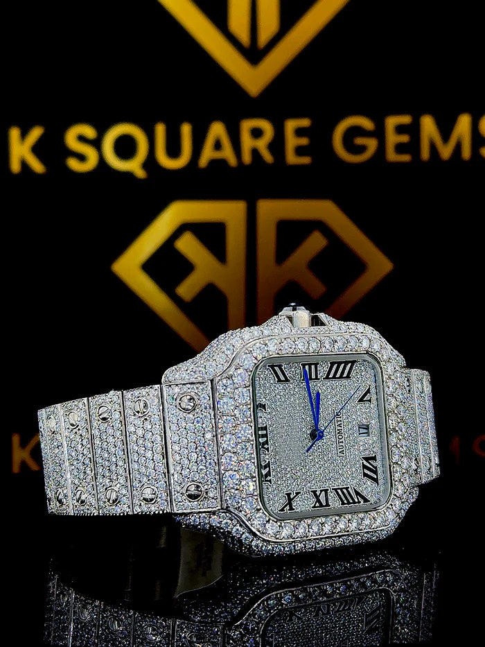 MOISSANITE ICED OUT WATCH SWISS MOVEMENT AUTOMATIC WATCH FOR MAN