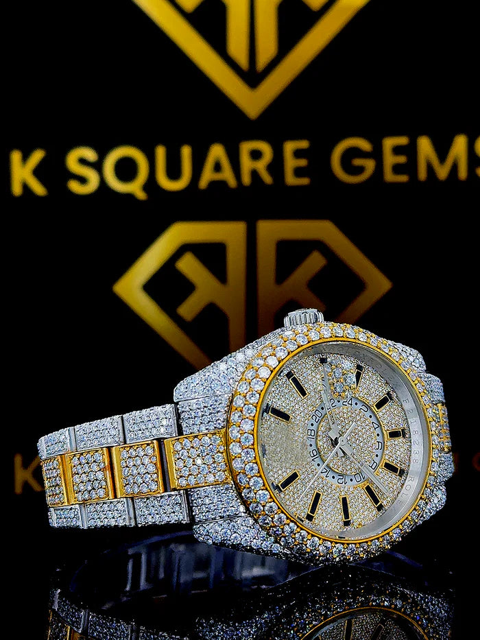 MOISSANITE ICED OUT WATCH SWISS MOVEMENT AUTOMATIC WATCH FOR MAN