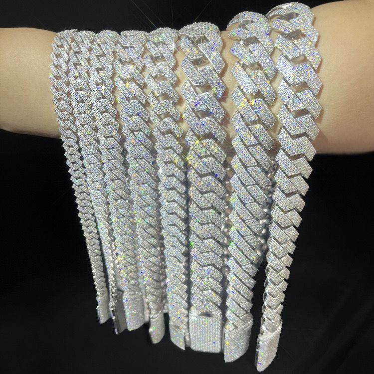 22" VVS Moissanite Diamond Necklace Iced Out Cuban Chain