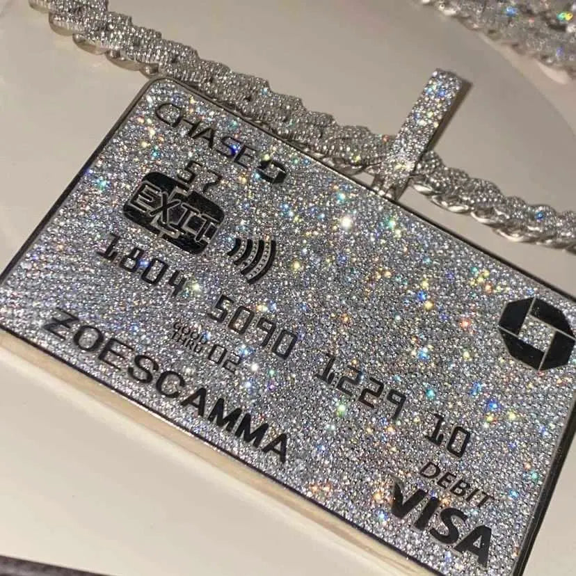 VISA Pendant Iced Fully Vvs Moissanite Diamond