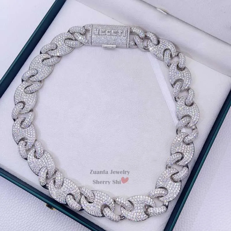 20" Necklace Moissanite Chain Cuban Link Iced Out