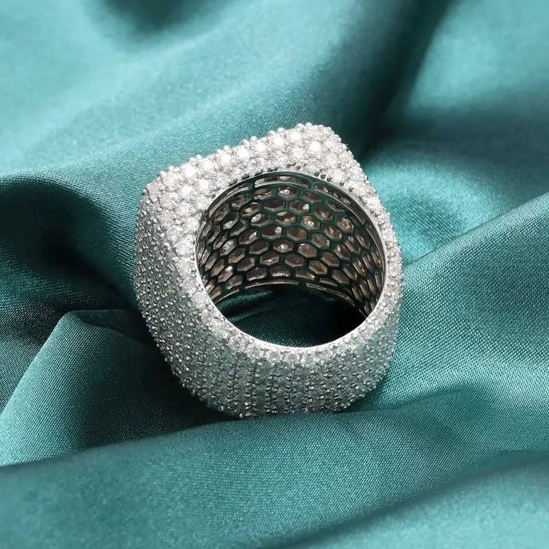 9" Hip Hop Iced Out Vvs Moissanite Ring 925 Silver