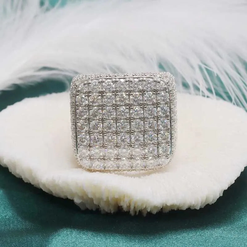 9" Hip Hop Iced Out Vvs Moissanite Ring 925 Silver