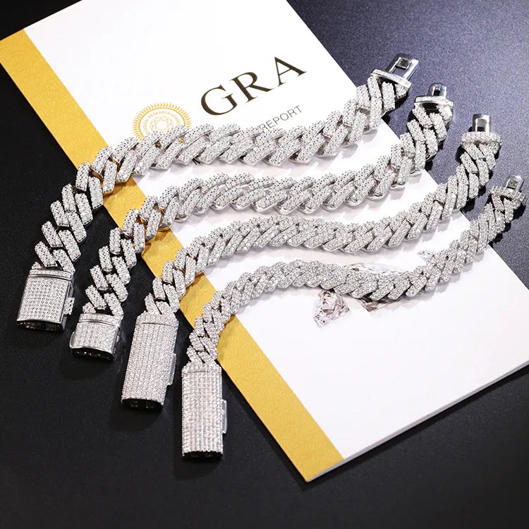22" Necklace Moissanite Chain Cuban Tennis Chain Link Iced Out
