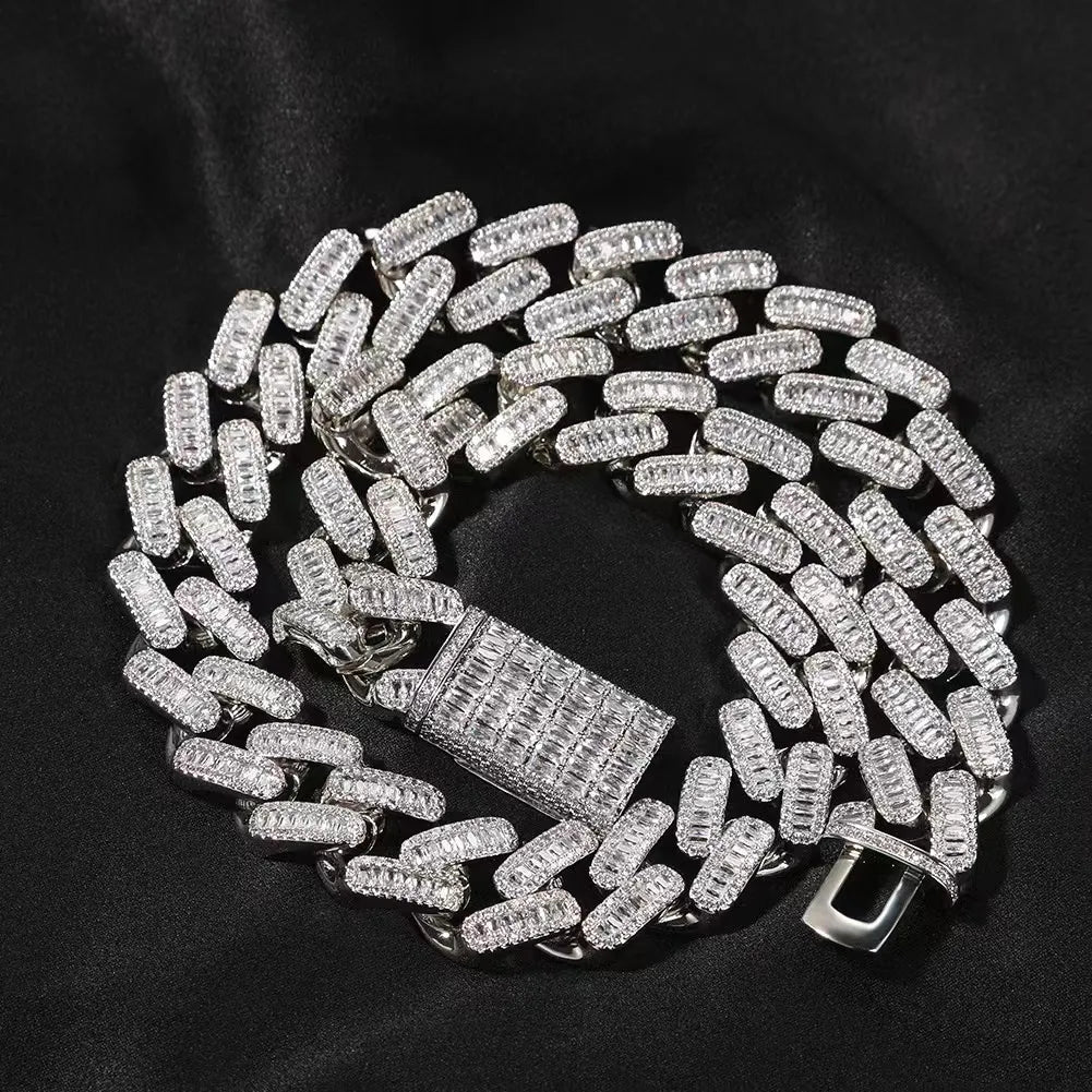20" Necklace Moissanite Chain Cuban Link Iced Out