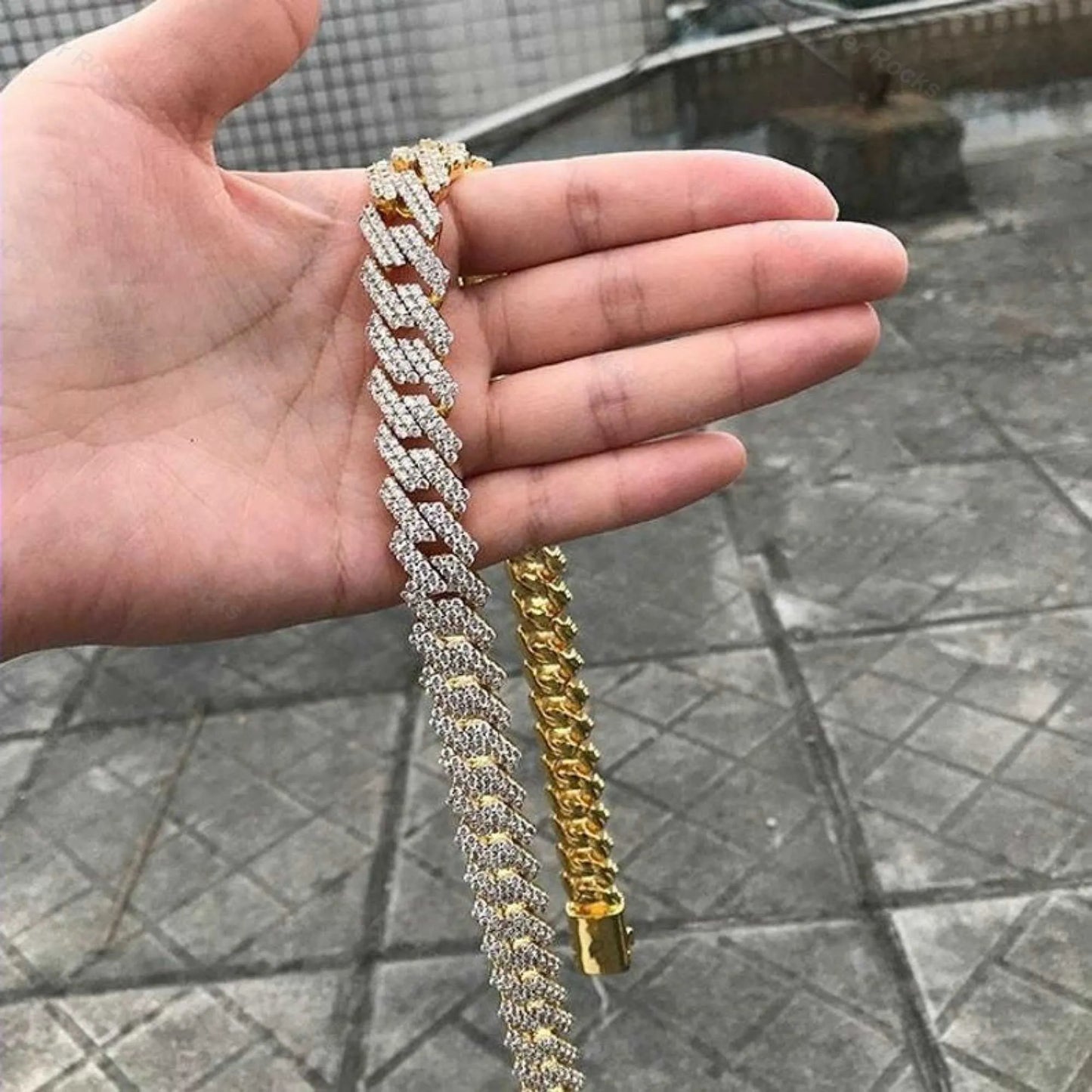 18" Necklace Moissanite Chain Cuban Tennis Chain Link Iced Out