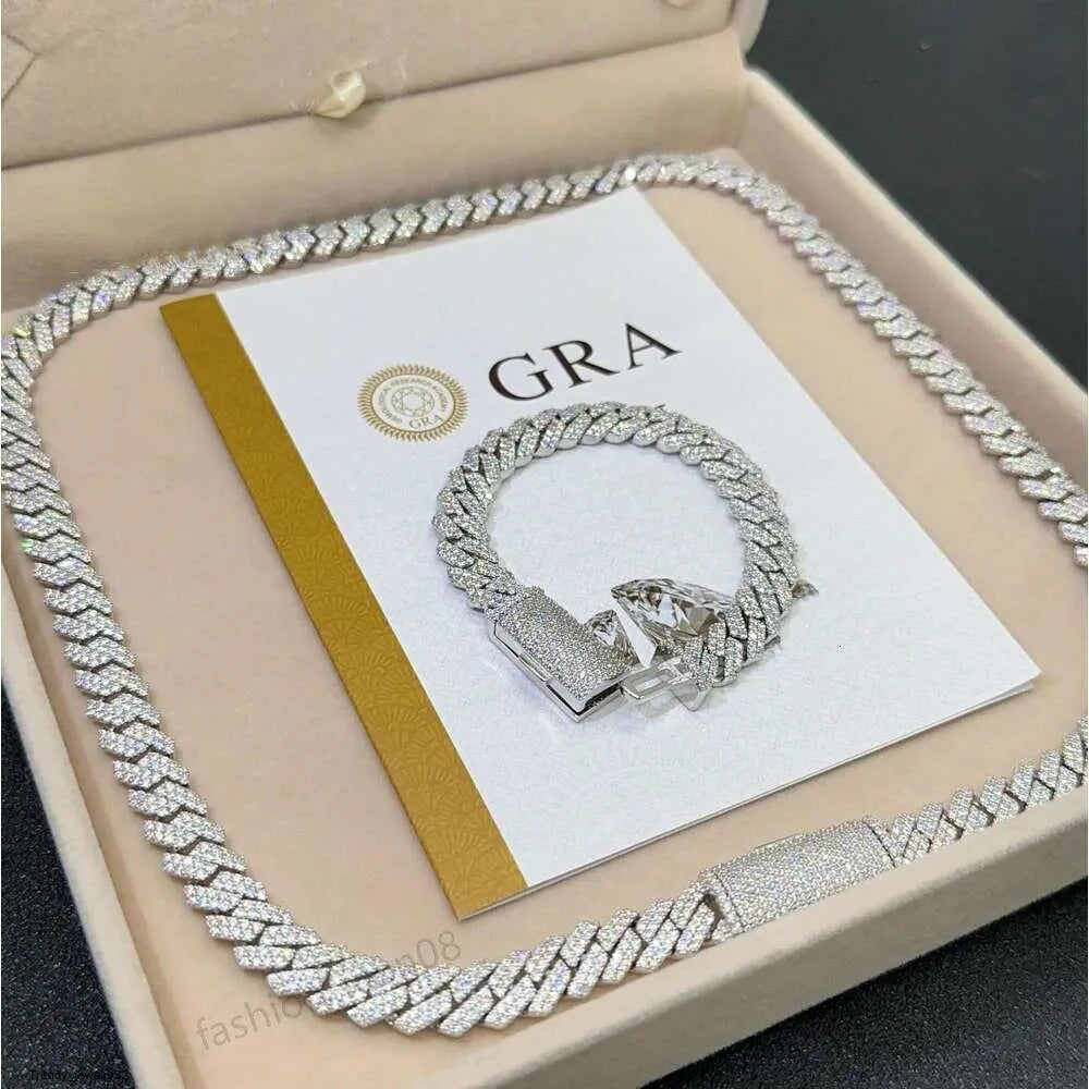 18" Necklace Moissanite Chain Cuban Link Iced Out