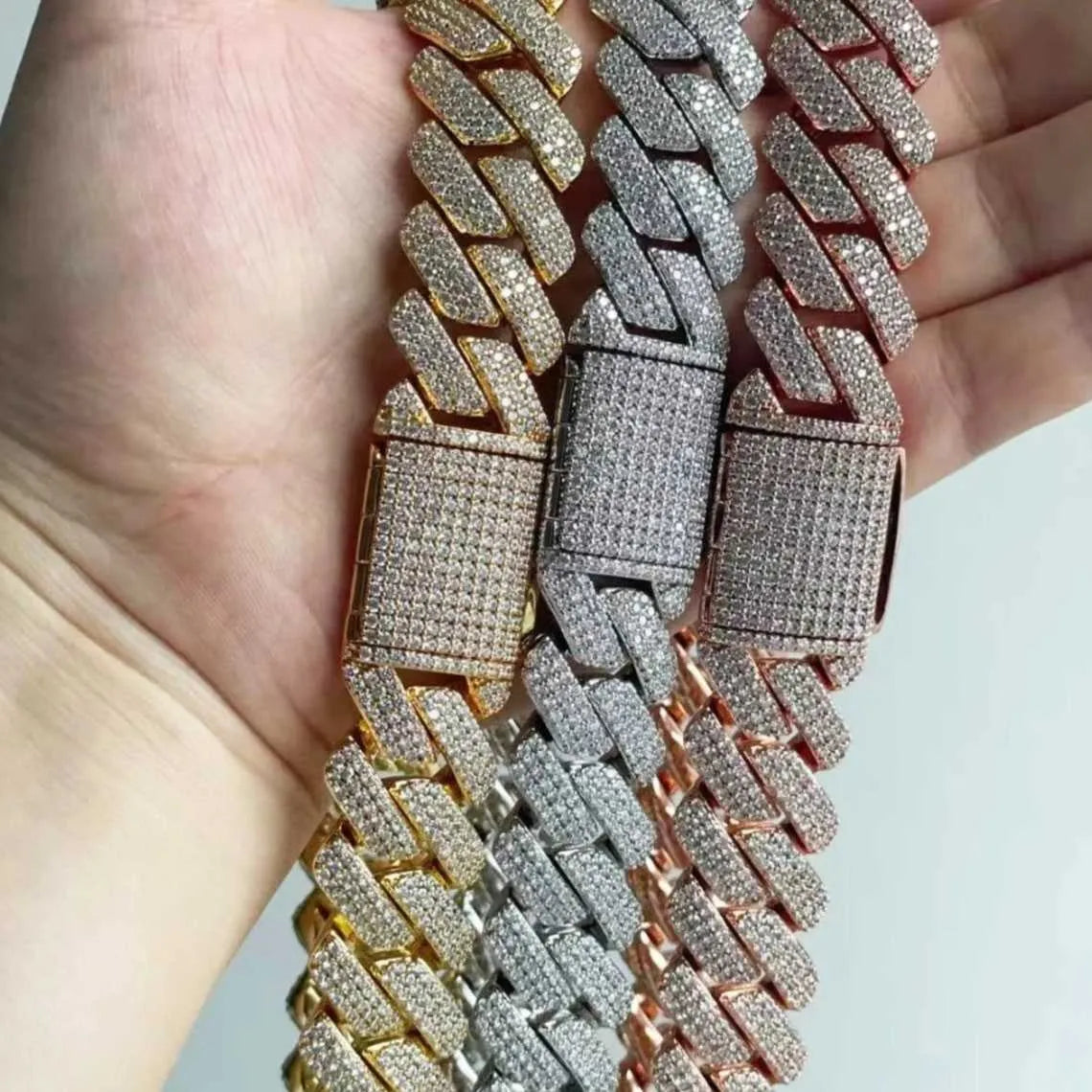 18" Necklace Moissanite Chain Cuban Tennis Chain Link Iced Out