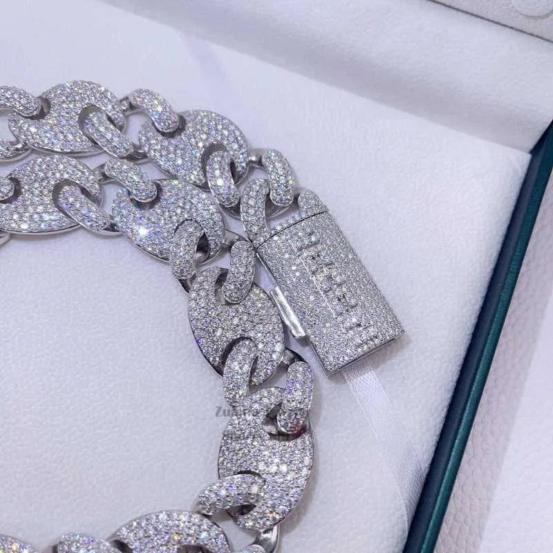 20" Necklace Moissanite Chain Cuban Link Iced Out