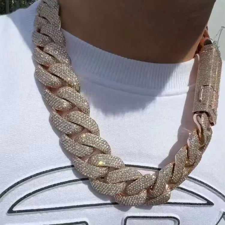 20" Necklace Moissanite Chain Cuban 30mm Tennis Chain Link Iced Out