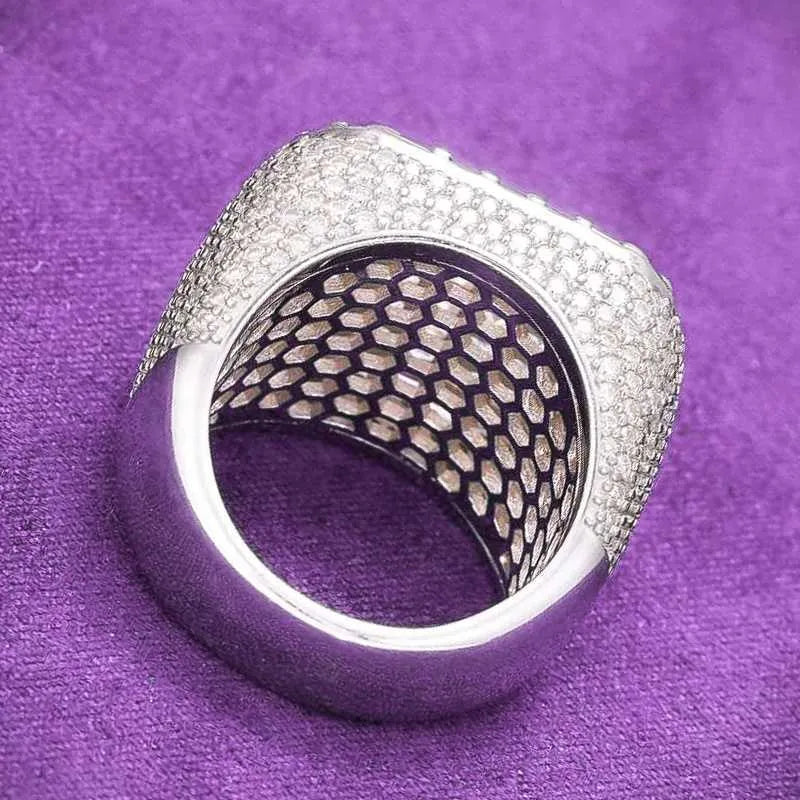 9" Ring 14K White Gold VVS Iced Out Diamond Moissanite