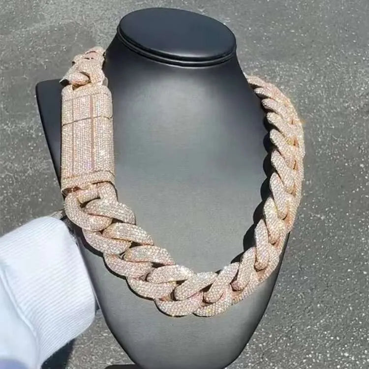 20" Necklace Moissanite Chain Cuban 30mm Tennis Chain Link Iced Out