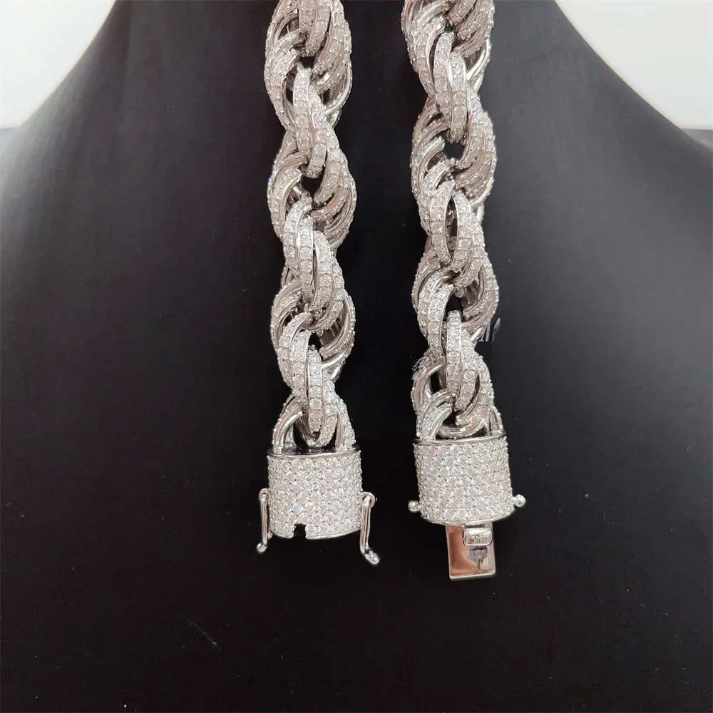 20" Necklace Moissanite Chain Cuban Tennis Chain Link Iced Out