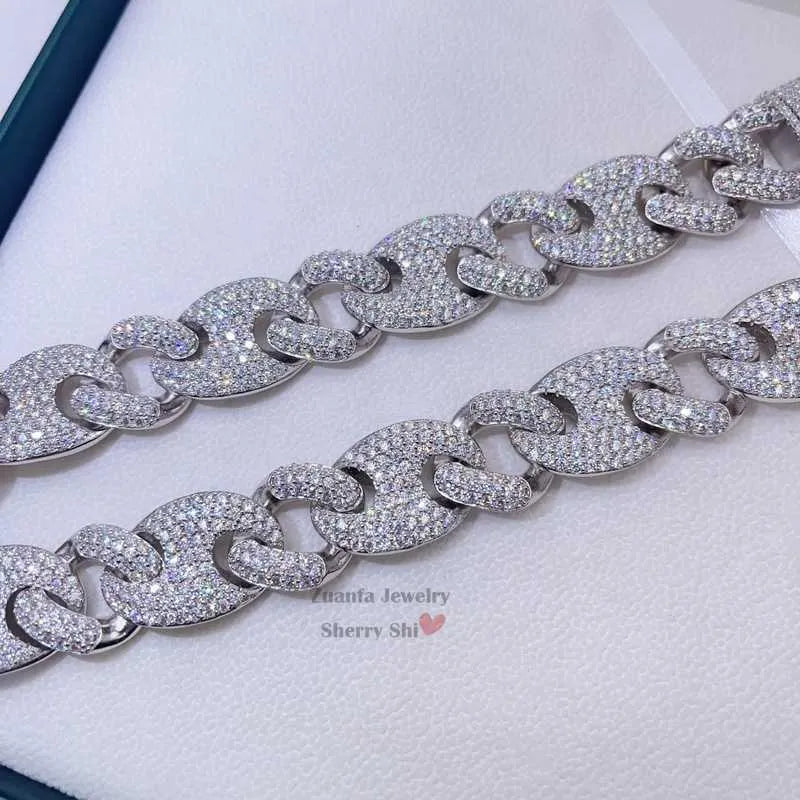 20" Necklace Moissanite Chain Cuban Link Iced Out