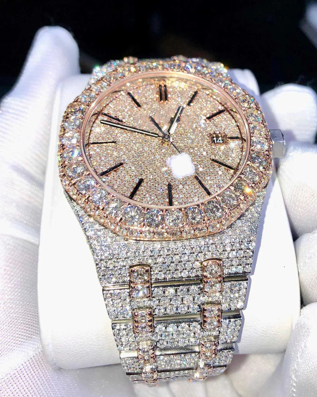 8" Iced Out VVS Moissanite Diamond Moissanite Silver Watch