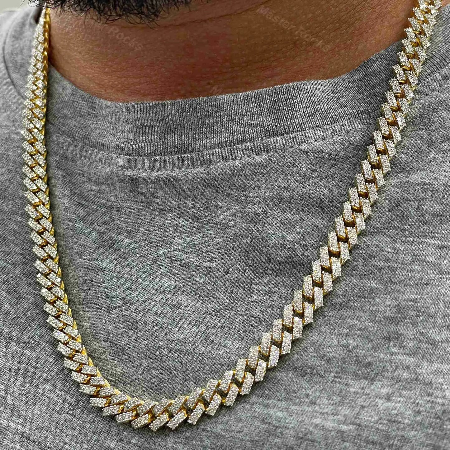 18" Necklace Moissanite Chain Cuban Tennis Chain Link Iced Out