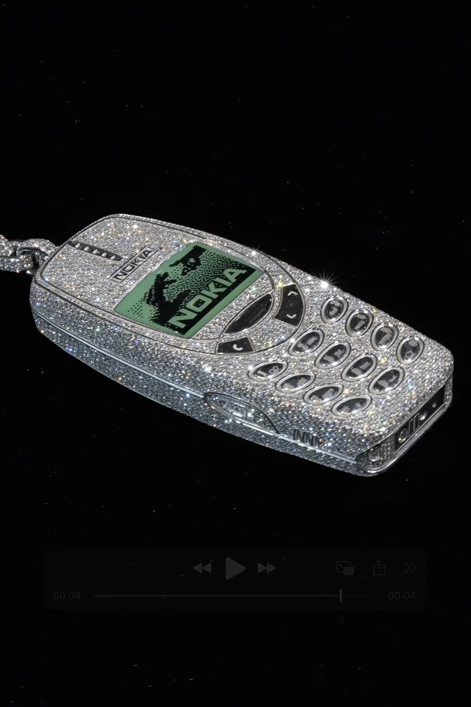 925 Sterling Silver Iced Out Diamond Nokia Phone Pendant