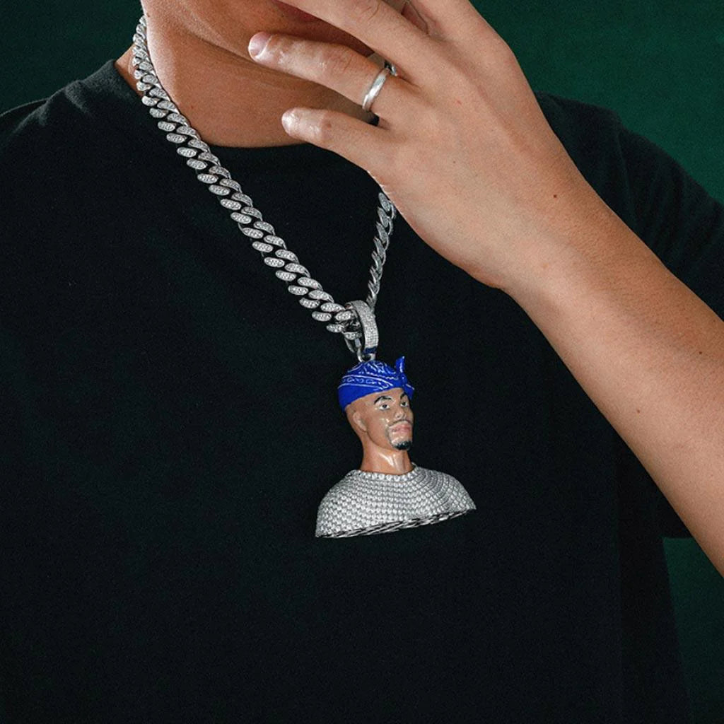 Iced Out Paved VVS Moissanite Silver Personalized Custom Memory Pendants