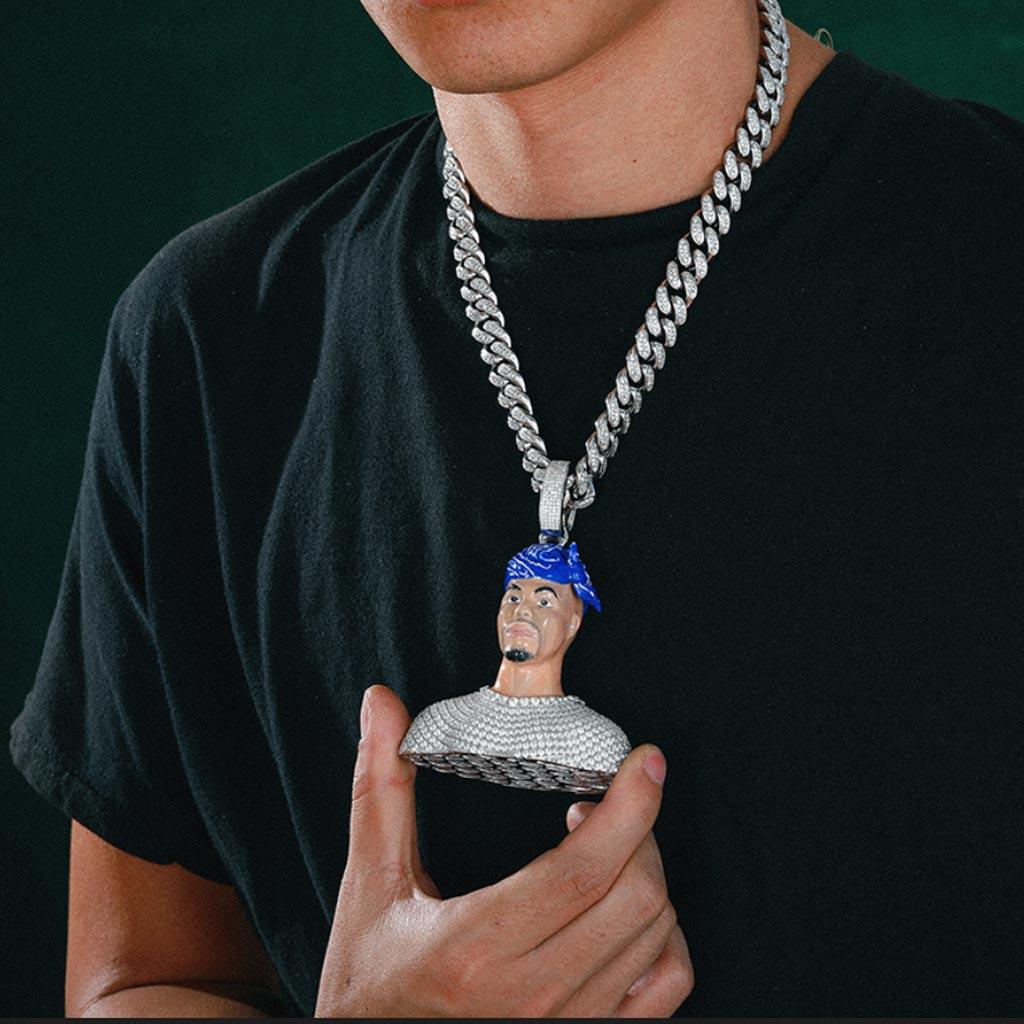 Iced Out Paved VVS Moissanite Silver Personalized Custom Memory Pendants