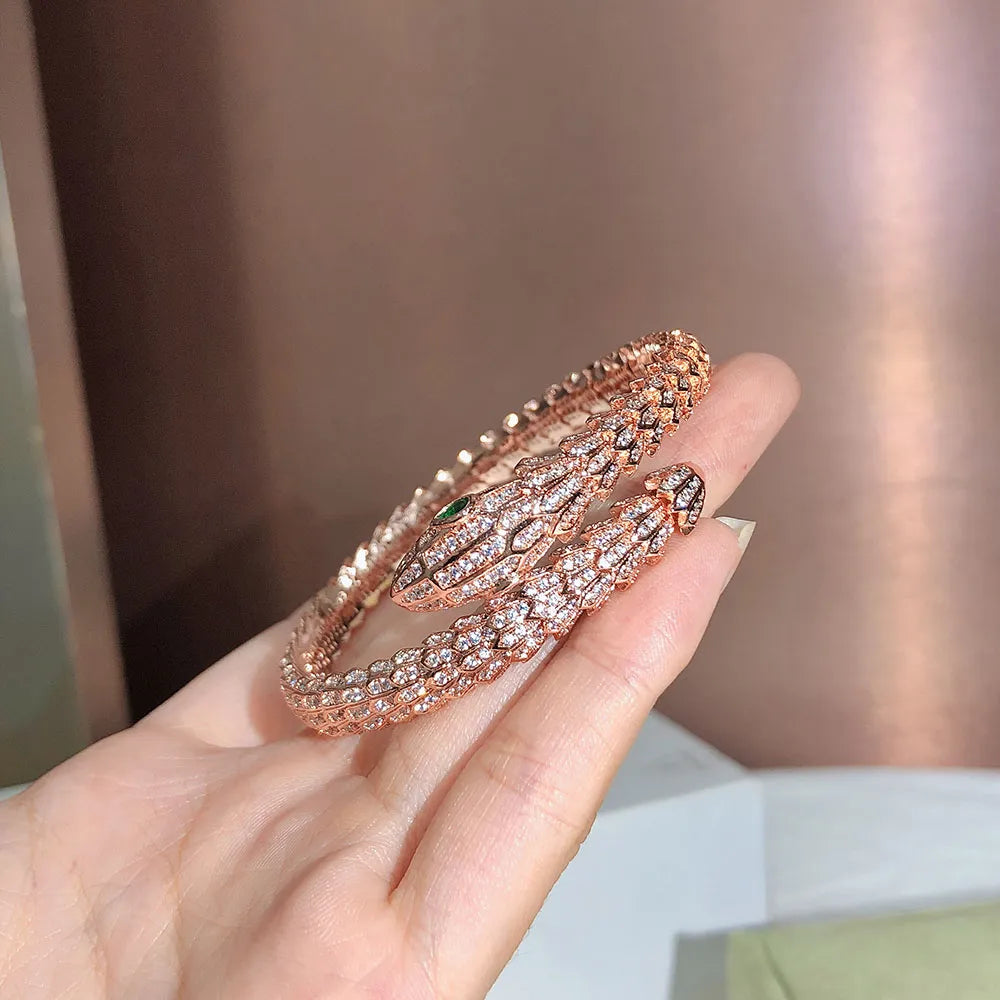 Golden Full drill snake Lady Bracelet