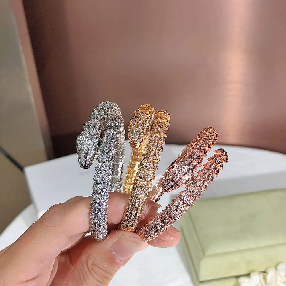 Golden Full drill snake Lady Bracelet