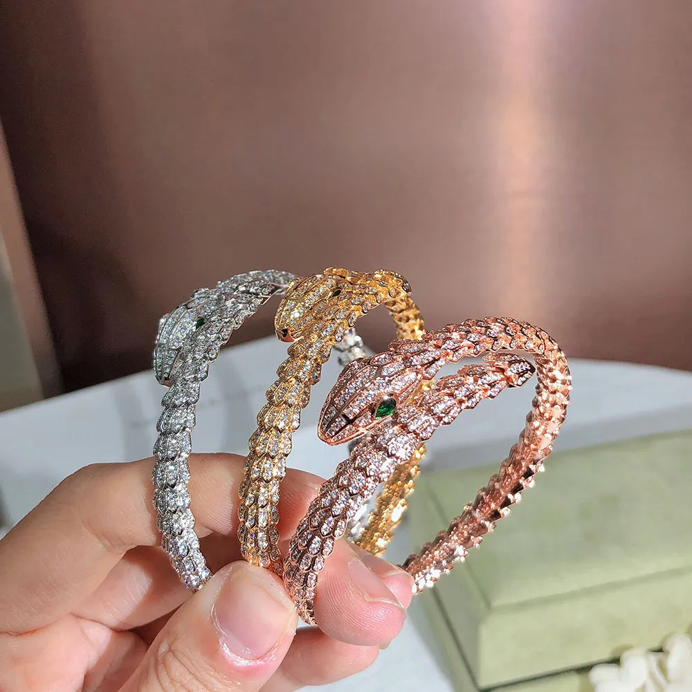 Golden Full drill snake Lady Bracelet