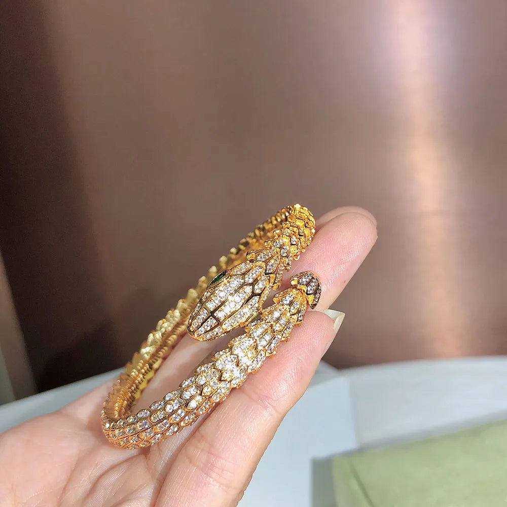 Golden Full drill snake Lady Bracelet