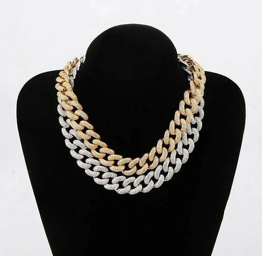 18" Necklace Moissanite Chain Cuban Tennis Chain Link Iced Out