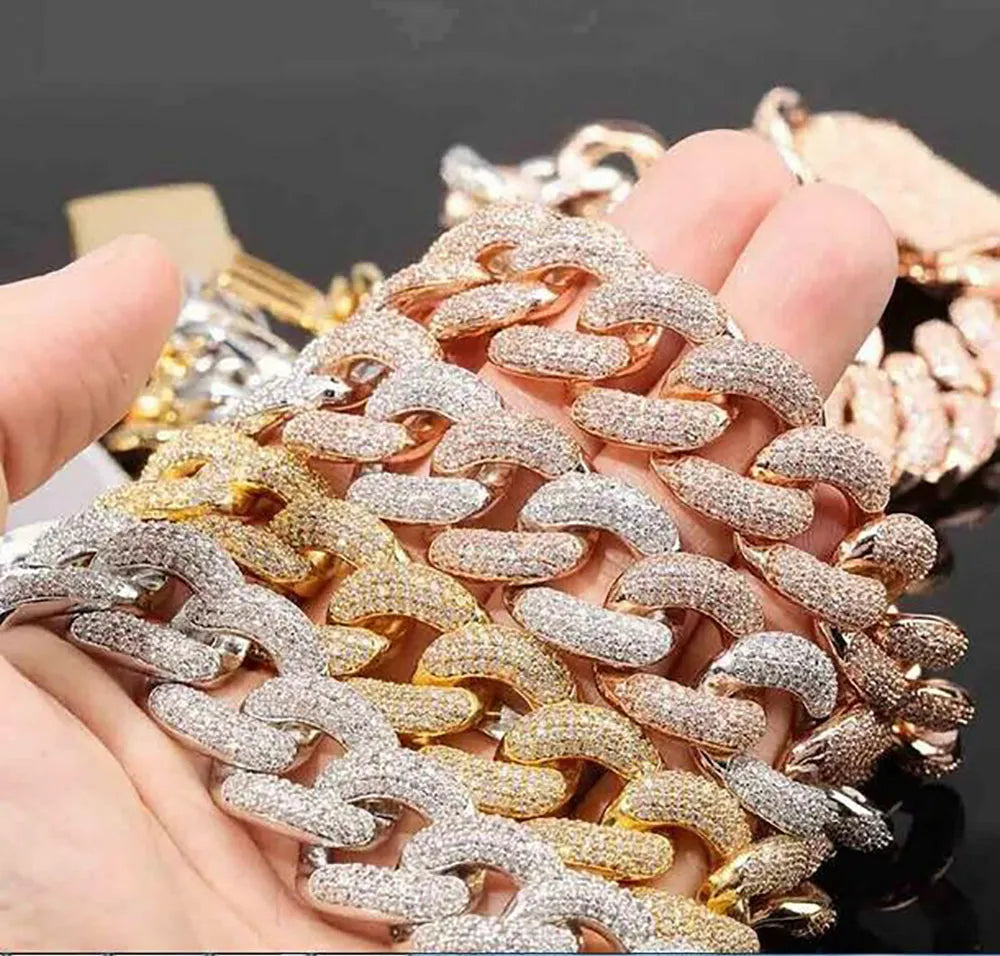 18" Necklace Moissanite Chain Cuban Tennis Chain Link Iced Out