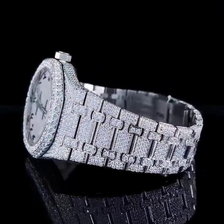 VVS Lab Moissanite Diamonds Watch Fully Iced Out Automatic Hip Hop Fully Icy Hip Hop Bust Down Luxu