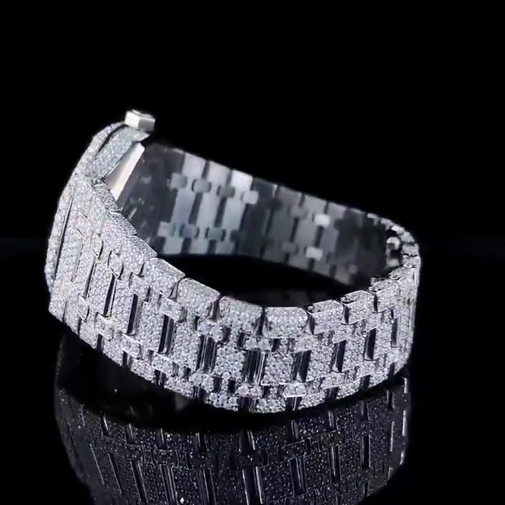 VVS Lab Moissanite Diamonds Watch Fully Iced Out Automatic Hip Hop Fully Icy Hip Hop Bust Down Luxu