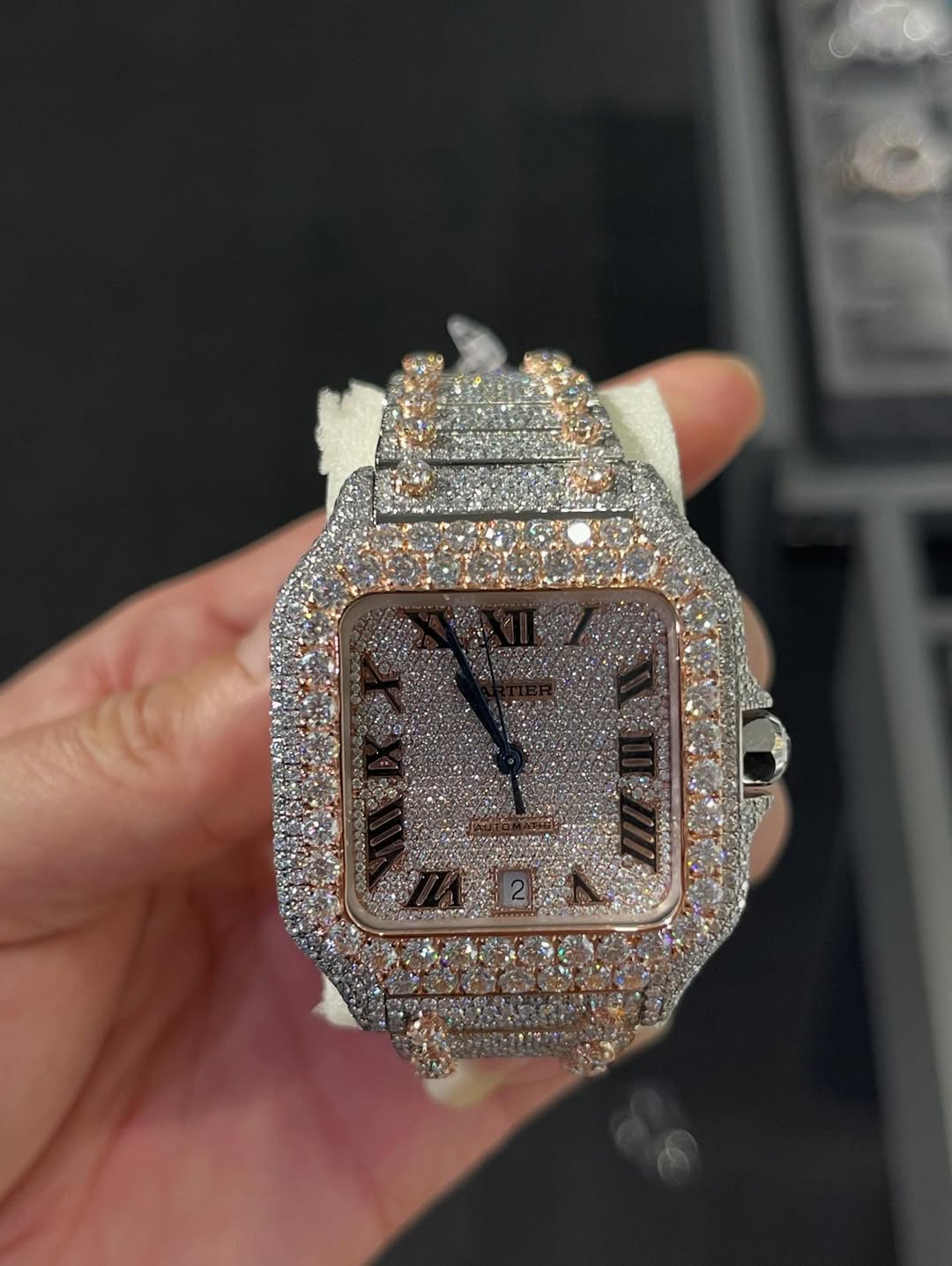 CARTIER MOISSANITE ICED OUT WATCH SWISS MOVEMENT AUTOMATIC WATCH FOR MAN