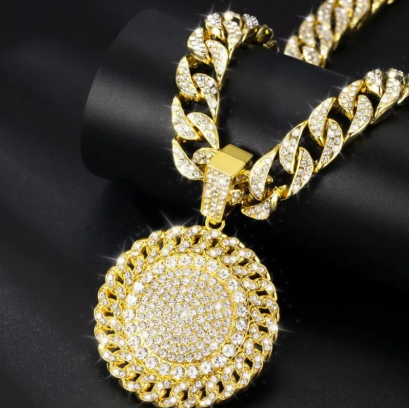 Golden Blaze 14mm Iced Baguette Prong Cuban Chain Necklace