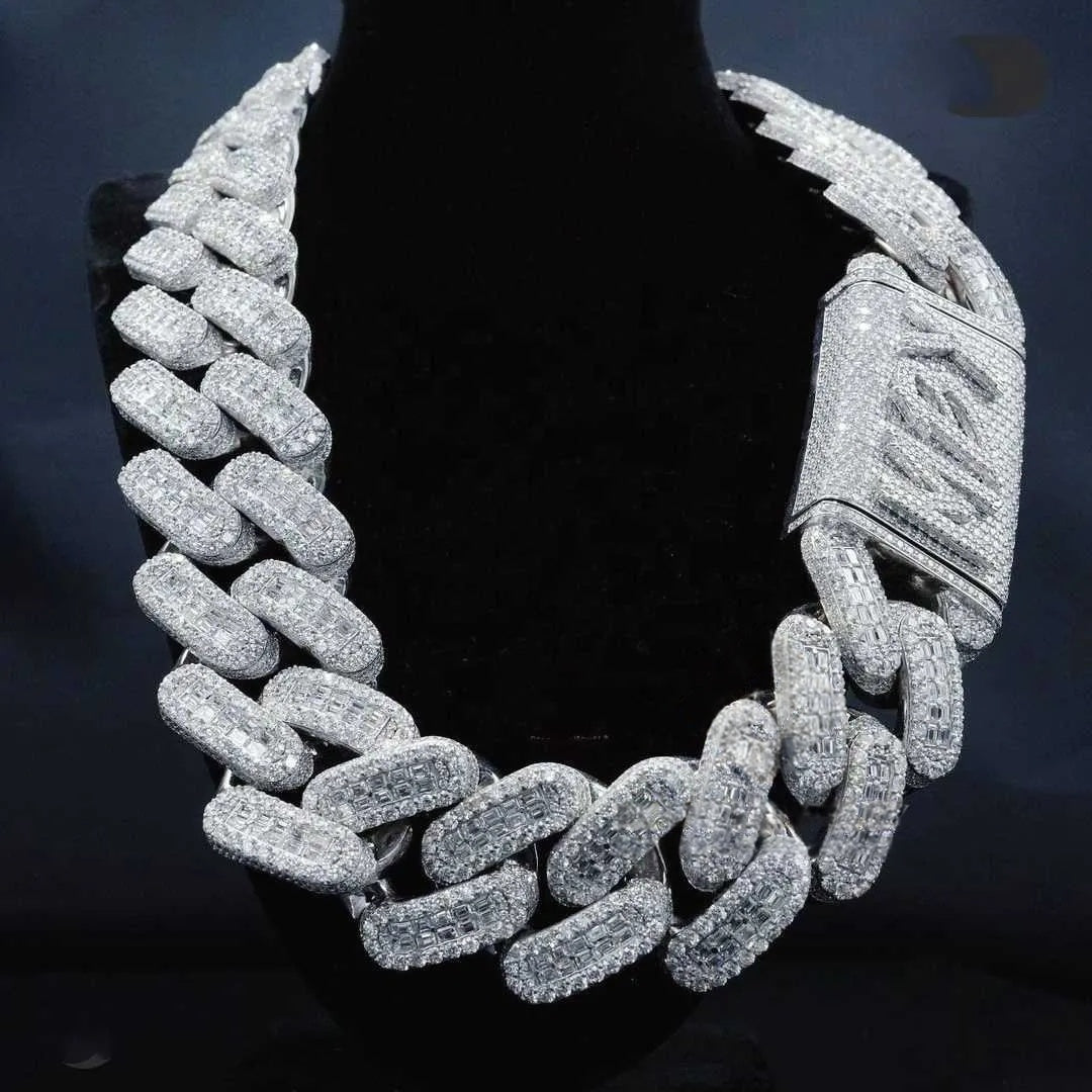 20" Necklace Moissanite Chain Cuban Link Iced Out