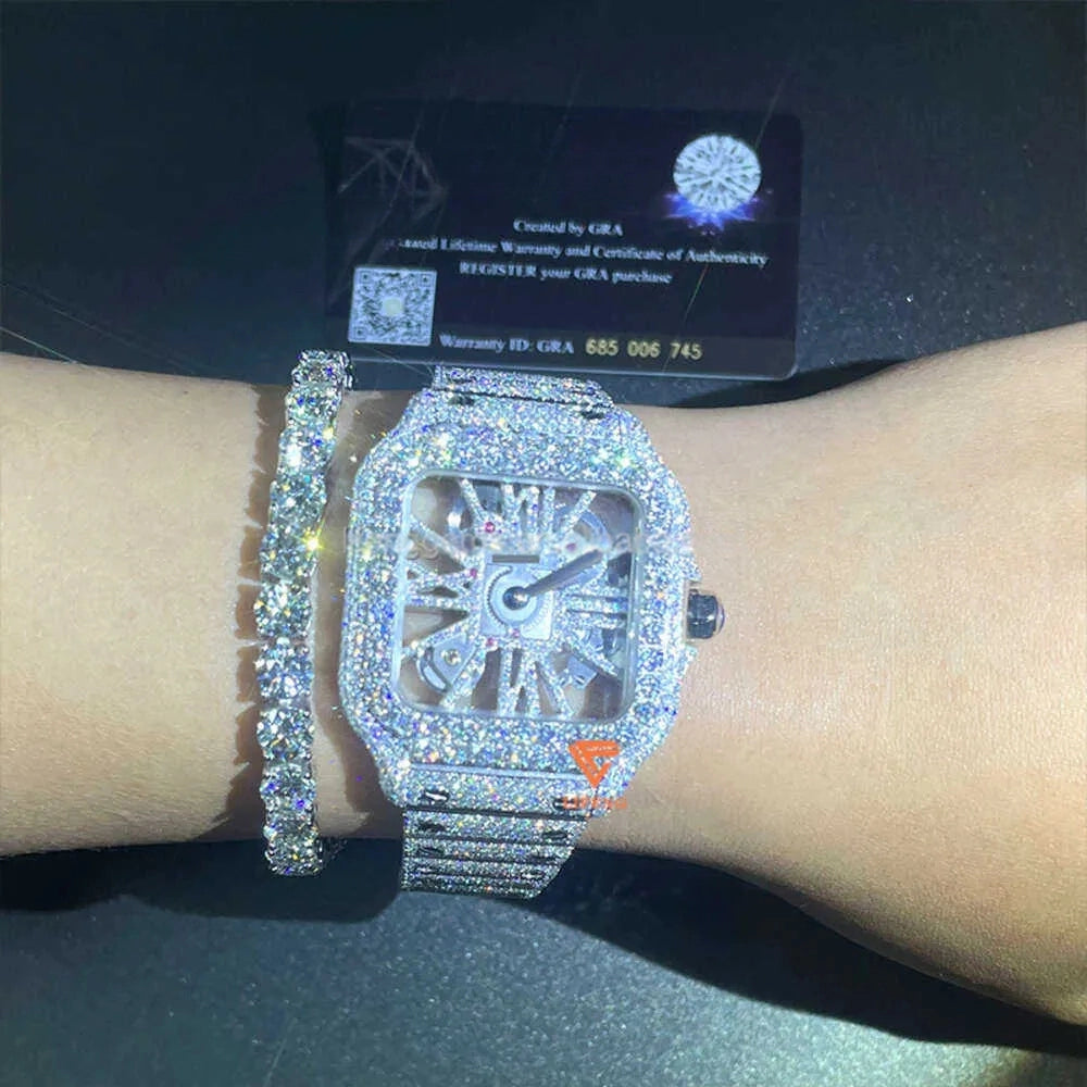 Iced Out Watch vvs Moissanite Stainless Steel Diamond