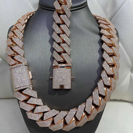 20" Necklace Moissanite Chain Cuban Link Iced Out