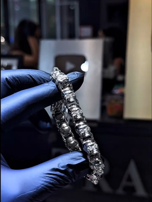 8" VVS Moissanite Diamonds Skull Bracelet