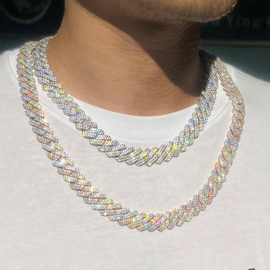 21" Necklace Moissanite Tennis Chain Cuban Tennis Chain Link Iced Out