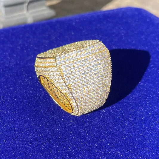 9" Moissanite Diamond Rings Fully Iced Original VVS Gold